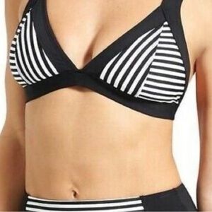 Athleta Montauk Black and White Striped Bikini Swim Top Women’s M